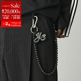 【11/9-11/10限定・最大2万円OFFクーポン配布中】Y-3 ワイスリー キーリング KEY CHAIN キーチェーン JV9726 メンズ レザー ロゴ 刺繍 ウッドビーズ カラビナ付き キーホルダー BLACK【dc_kikaku】