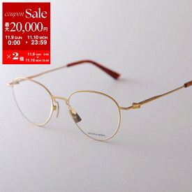 BOTTEGA VENETA ボッテガヴェネタ メガネ BV1269O レディース メンズ ボストン型 メタルフレーム 細フレーム フルリム クリングスタイプ 002/GOLD-GOLD-TRANSPARENT【dc_kikaku】