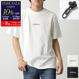 【11/10-23:59迄10％OFFクーポン対象】LARDINI ラルディーニ Tシャツ EQLTMC70 EQ62080 メンズ ブートニエール付き 半袖 カットソー クルーネック ロゴ コットン カラー2色【cp_ten】