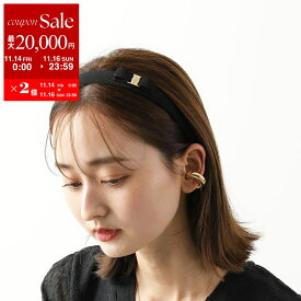 【11/14-11/16限定・最大2万円OFFクーポン配布中】FERRAGAMO フェラガモ カチューシャ 34 0086 レディース ヴィラリボン ロゴ ヘアアクセサリー NERO/ORO