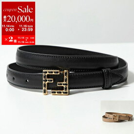 【11/14-11/16限定・最大2万円OFFクーポン配布中】FENDI フェンディ FFベルト 8C0648 ASUP レディース レザー ナローベルト ステッチ FF柄 ズッカ カラー2色 8C0648ASUPF0KUR