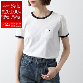 【11/14-11/16限定・最大2万円OFFクーポン配布中】CELINE セリーヌ Tシャツ 2X94M671Q.01MA レディース 半袖 クルーネック カットソー トリオンフ刺繍 胸ポケット コットン オフホワイト他