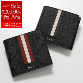 【11/14-11/16限定・最大2万円OFFクーポン配布中】BALLY バリー 二つ折り財布 RBN BIFOLD COIN 6304557 メンズ レザー ストライプ ロゴ 小銭入れ付き ミニ財布 カラー3色