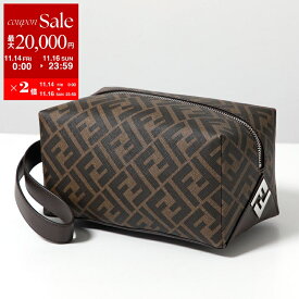 【11/14-11/16限定・最大2万円OFFクーポン配布中】FENDI フェンディ クラッチバッグ 7N0150 AFCB メンズ FFロゴ セカンドバッグ ハンドル付き ポーチ 鞄 F19KW/TBMR+EBAN+P