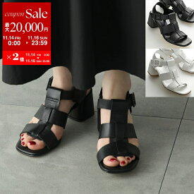 【11/14-11/16限定・最大2万円OFFクーポン配布中】LUCA GROSSI ルカグロッシ グルカサンダル K340S レディース レザー チャンキーヒール スクエアトゥ ストラップ シューズ 靴 カラー2色