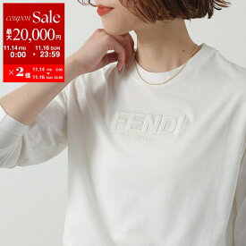 【11/14-11/16限定・最大2万円OFFクーポン配布中】FENDI KIDS フェンディ キッズ Tシャツ JUI183 7AJ レディース ガールズ 長袖 カットソー ロゴT ロンT 刺繍 コットン クルーネック F0TU9