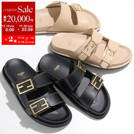 【11/14-11/16限定・最大2万円OFFクーポン配布中】FENDI フェンディ スライドサンダル フィール 8X8326 NA7 レディース フラット ストラップ FFロゴ シューズ 靴 カラー2色 8X8326NA7F0QA1