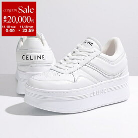 CELINE セリーヌ ブロックスニーカー 346163338C.01OP レディース ウェッジアウトソール レザー ローカット 厚底 ロゴ シューズ 靴 OPTIC-WHITE