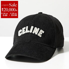 CELINE セリーヌ ベースボールキャップ 2AUX3580W.38NO レディース ロゴ コーデュロイ スタッズ 帽子 ブラック