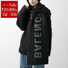 【11/18限定・最大2万円OFFクーポン配布中】BALENCIAGA バレンシアガ マフラー 530047 420B0 レディース ウール ストール 大判 ロゴ 1260