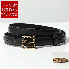 【11/18限定・最大2万円OFFクーポン配布中】FENDI フェンディ FFベルト 8C0648 ASUP レディース レザー ナローベルト ステッチ FF柄 ズッカ カラー2色 8C0648ASUPF0KUR