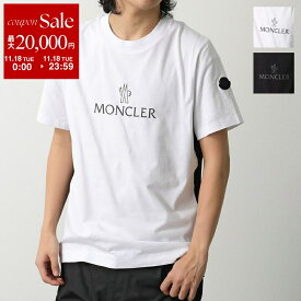 【11/18限定・最大2万円OFFクーポン配布中】MONCLER Matt Black モンクレール マットブラック Tシャツ 8C00024 829H8 メンズ クルーネック 半袖 カットソー ロゴT ラバーパッチ コットン サイドメッシュ カラー2色