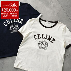CELINE セリーヌ Tシャツ BLASON 70’s ブラゾン RX09C671Q.02XI RX09C671Q.07OW レディース 半袖 カットソー クルーネック ロゴ カラー2色
