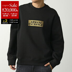 【11/20限定・最大2万円OFFクーポン配布中】ARMANI EXCHANGE A/X アルマーニ エクスチェンジ トレーナー XM001892 AF10818 メンズ スウェット 長袖 クルーネック ロゴ MC237/BLACK-DIAGONAL-GOLD【dc_kikaku】
