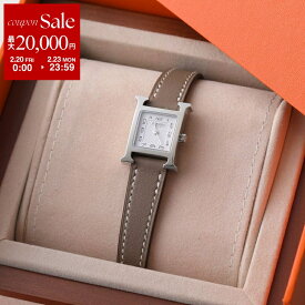 【最大2万円OFFクーポン対象・2/20～2/23限定】HERMES エルメス 腕時計 Hウォッチ H watch MINI 21mm W037883 レディース スイフト レザーストラップ Hロゴメタル アナログ時計 ETOUPE/SV エトゥープ【dc_kikaku】
