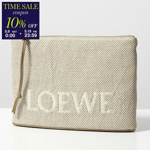 �y10��OFF�N�[�|���ΏہE5/15-23��59�����zLOEWE ���G�x �N���b�`�o�b�O OBLONG POUCH C730C63X18 ���f�B�[�X �W���K�[�h�L�����o�X ���U�[ ���S 2370/ECRU�ycp_ten�z