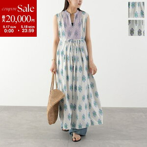 �y�ő�2���~OFF�N�[�|���ΏہE5/17�`5/18����zne Quittez pas �k�L�e�p �����s�[�X Cotton Jacquard Iberis Print Embroidery Sleeveless Dress 010561WA3 ���f�B�[�X �h���X �ԕ� �m�[�X���[�u �����O��