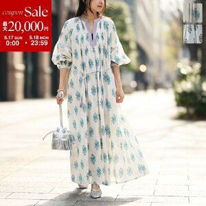 �y�ő�2���~OFF�N�[�|���ΏہE5/17�`5/18����zne Quittez pas �k�L�e�p �����s�[�X Cotton Jacquard Iberis Print Pintuck Dress 010461WA1 ���f�B�[�X �h���X �ԕ� �����O�� ���� �J���[2�F