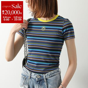 �y�ő�2���~OFF�N�[�|���ΏہE5/24�`25����zMarine Serre �}���[�� �Z�� ���� T�V���c Deadstock Moon Logo Stripes Jersey Baby Fit T-Shirt WTT012A DJER0010 ���f�B�[�X �{�[�_�[ �J�b�g�\�[ �O���� ���`�[�t ���[��