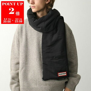 �y6/4-20���`6/5����E�|�C���g2�{�z HUNTER �n���^�[ �}�t���[ INTREPID ZIP UP SCARF HR10027 �����Y �x�X�g ���S �W�b�v�A�b�v �X�J�[�t BLACK/BLK