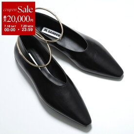 【最大2万円OFFクーポン対象・7/18～7/20限定】JIL SANDER ジルサンダー フラットシューズ BALLERINA バレリーナ J15WZ0039 P7588 レディース パンプス メタル ポインテッドトゥ ロゴ バレエシューズ 靴 001/BLACK