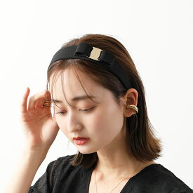 FERRAGAMO フェラガモ カチューシャ 34 4311 レディース ヴィラリボン ヘアバンド 001/NERO-ORO【dc_kikaku】