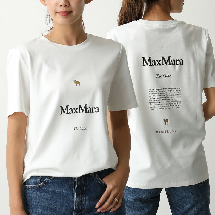 S MAX MARA エス マックスマーラ ANIMA アニマ ピュア コットン ジャージー トップ クルーネック 半袖 Tシャツ ロゴT  011 レディース インポートセレクト musee