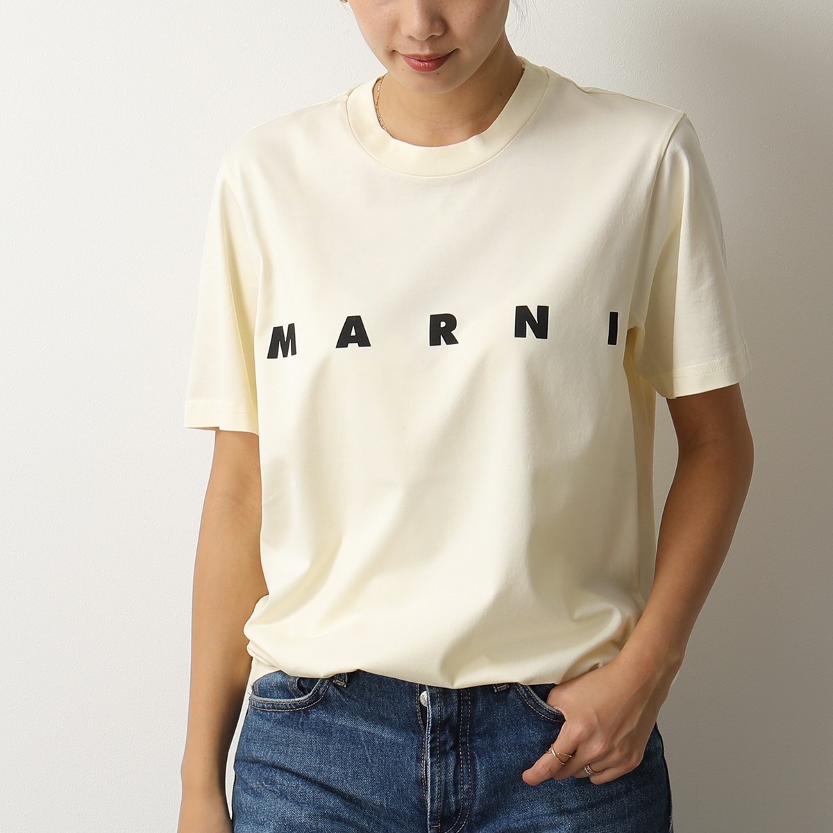MARNI マルニ ロゴTシャツ HUMU0170P0 S22763 白 半袖Tシャツ メンズ