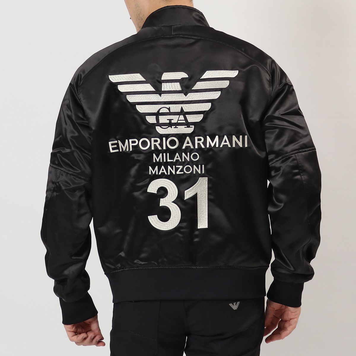 EMPORIO ARMANI エンポリオアルマーニ 6H1BL7 1NYCZ ジャケット ボンバージャケット ブルゾン ロゴ刺繍  0014/NERO-MILANO メンズ | インポートセレクト musee