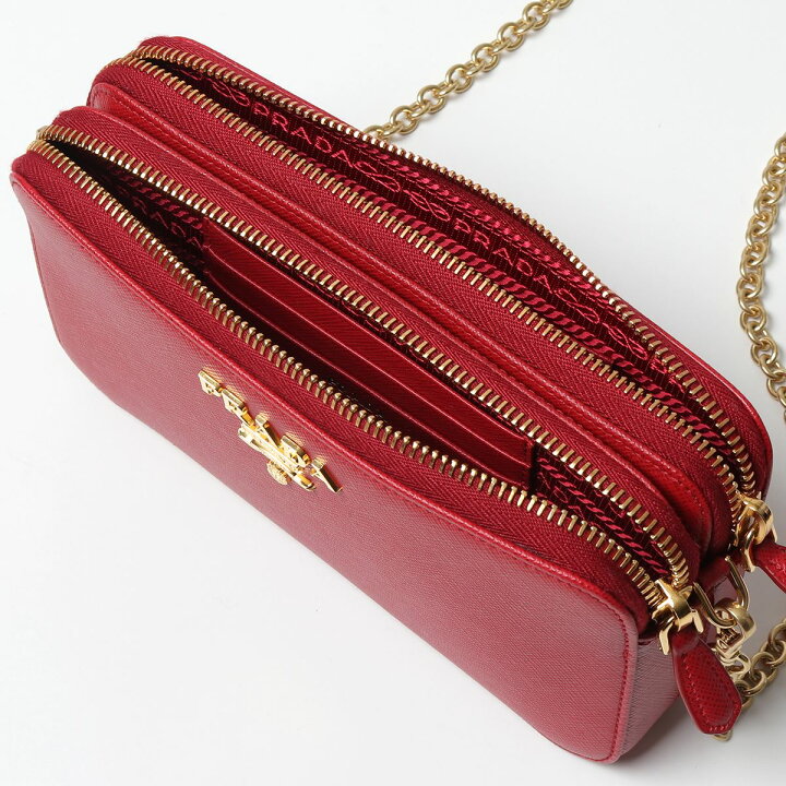 楽天市場 Prada プラダ 1dh010 Qwa レザー チェーン ショルダーバッグ ポシェット ショルダーウォレット スマホ スリットポケット 鞄 F068z Fuoco レディース インポートセレクト Musee