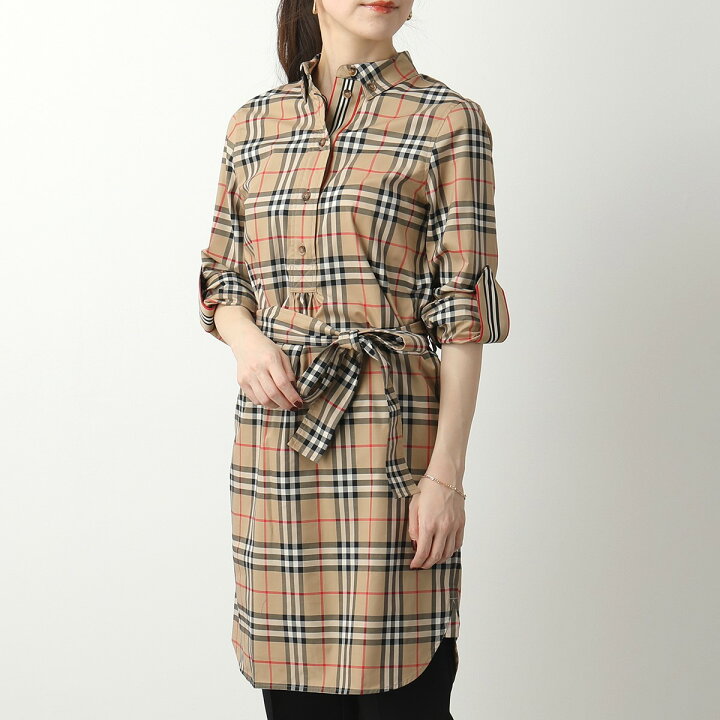 楽天市場 Burberry バーバリー ヴィンテージチェック ストレッチコットン タイウエスト ベルト付き シャツワンピ 長袖シャツ ワンピース Archive Beige レディース インポートセレクト Musee