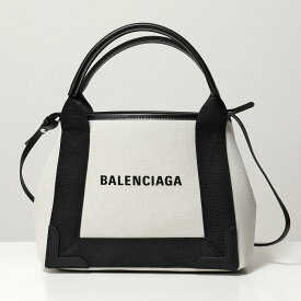 BALENCIAGA バレンシアガ トートバッグ NAVY CABAS XS AJ 390346 2HH3N レディース キャンバス ショルダーバッグ ポーチ付き 鞄 9260/NATURAL-BLACK