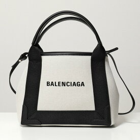 BALENCIAGA バレンシアガ 390346 2HH3N NAVY CABAS XS AJ キャンバス トートバッグ ショルダーバッグ ポーチ付き 鞄 9260/NATURAL-BLACK レディース