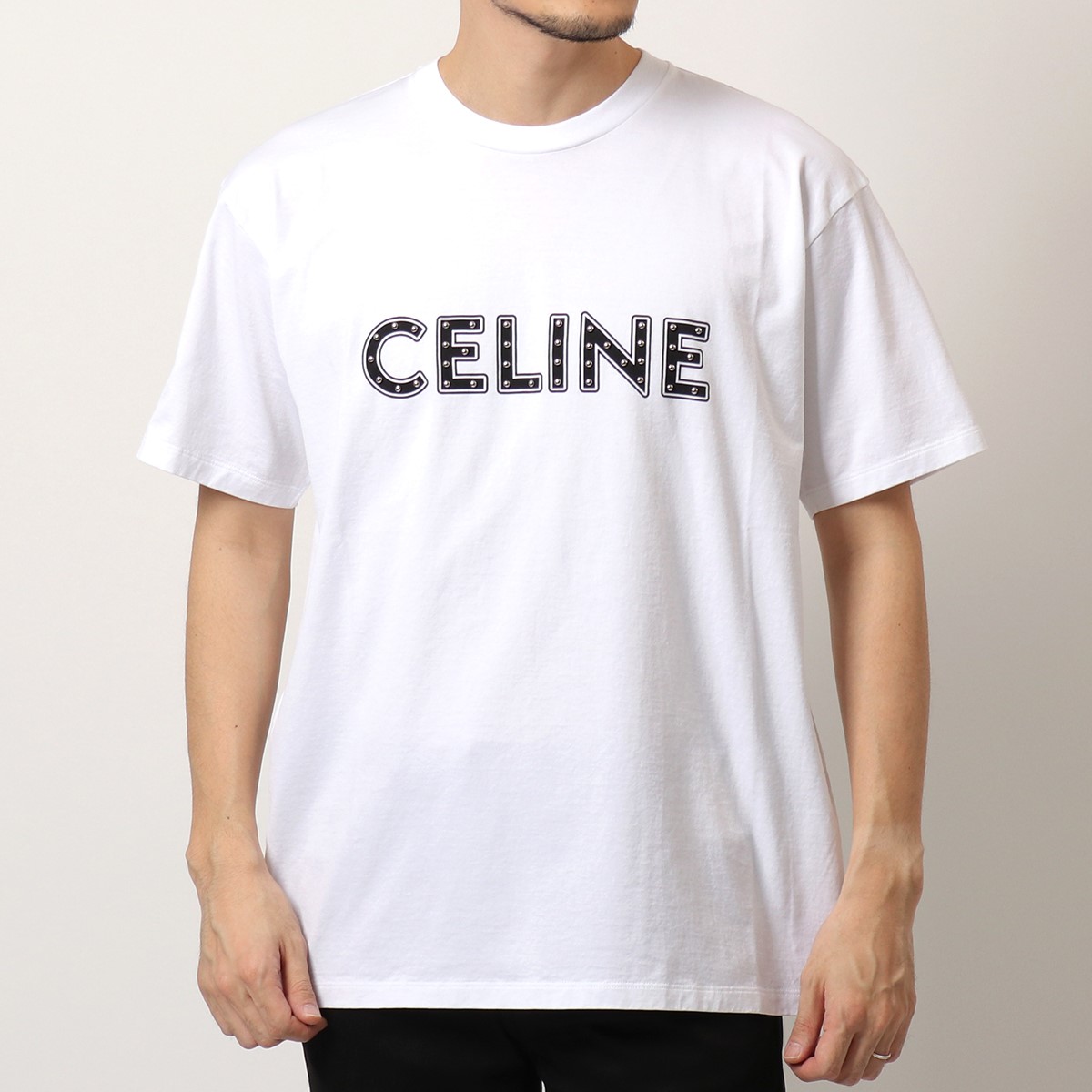 CELINE セリーヌ スタッズロゴ Tシャツ-