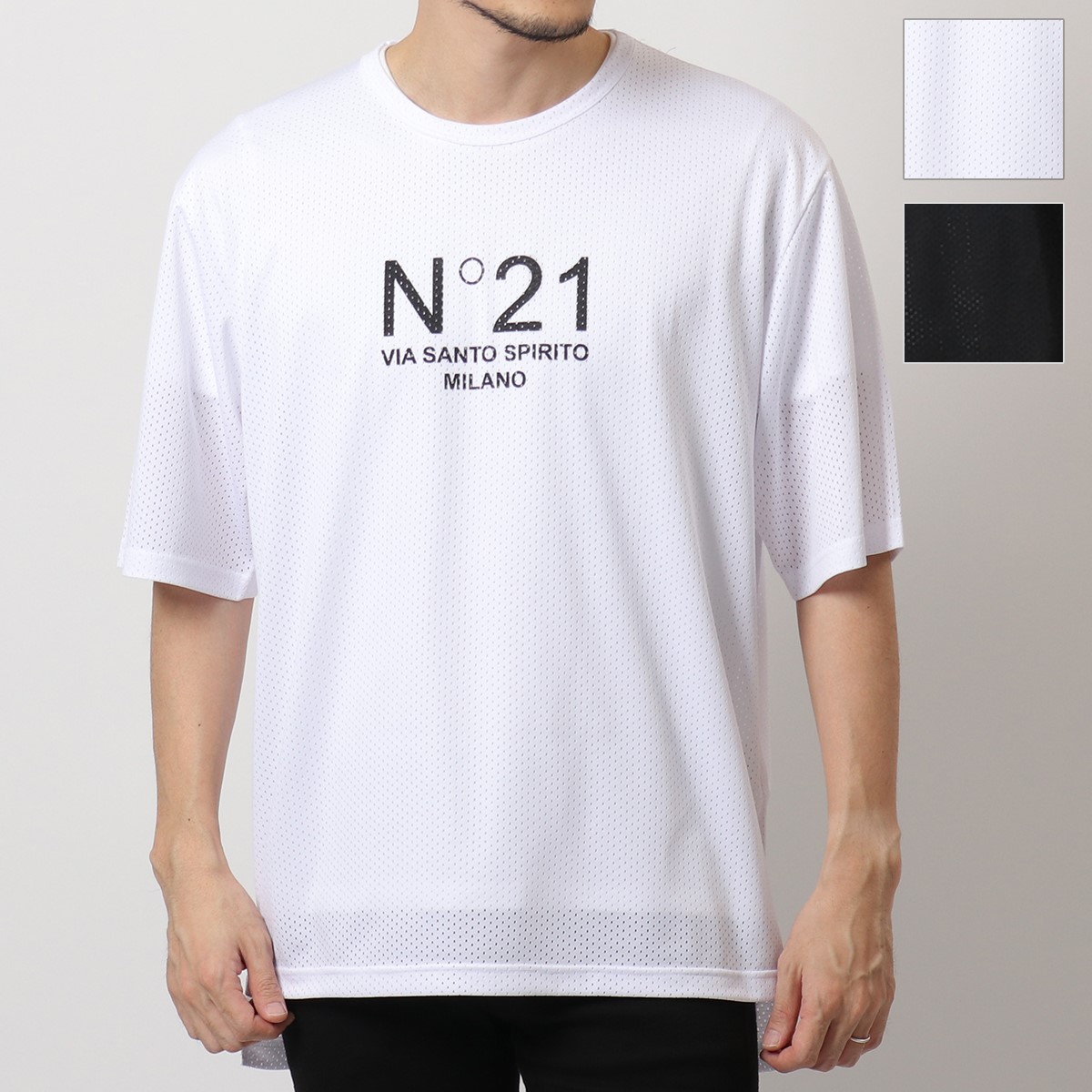 N°21 ヌメロヴェントゥーノ F072 4855 カラー2色 メッシュ クルーネック 半袖 Tシャツ カットソー ロゴT オーバーサイズ メンズ |  インポートセレクト musee