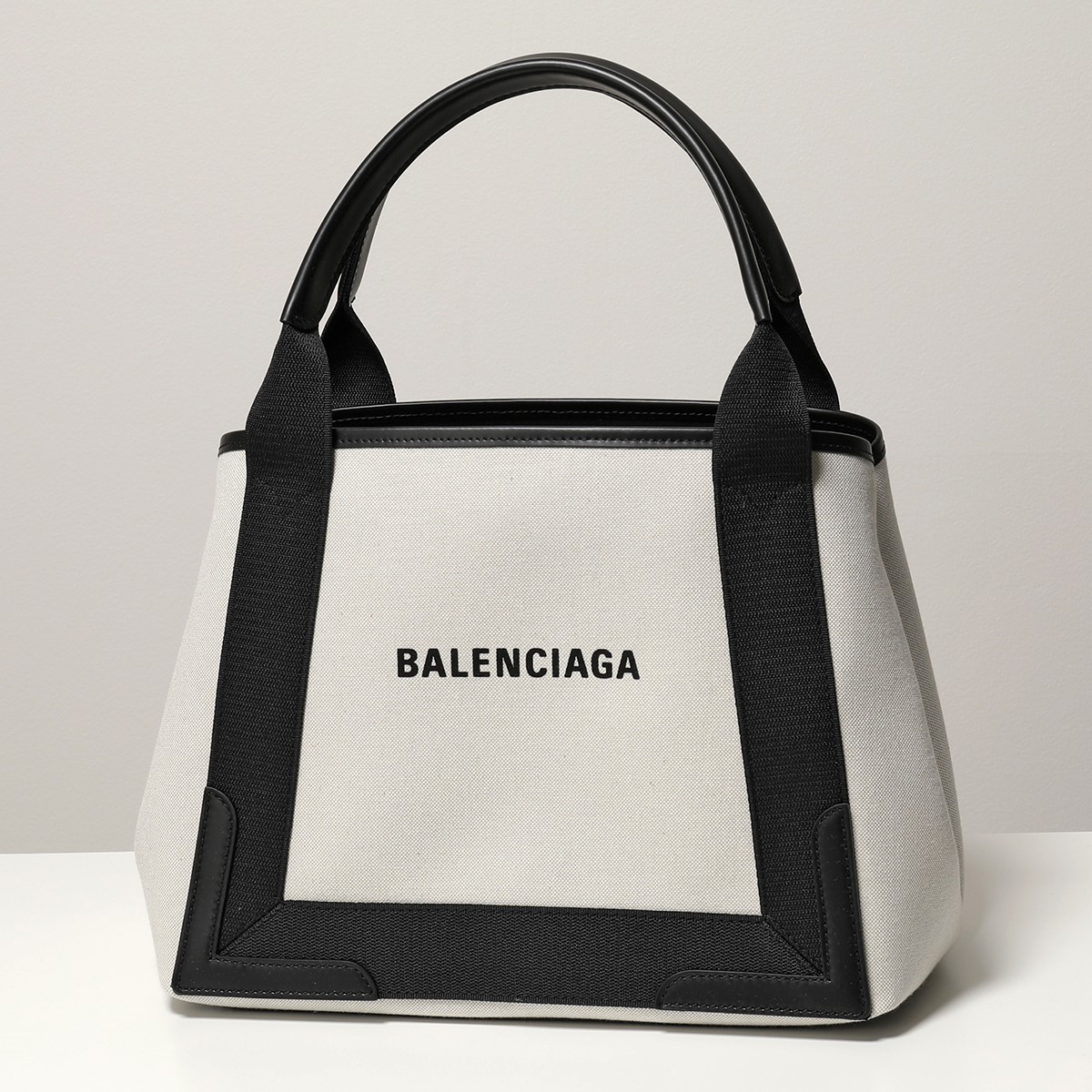 バレンシアガ ネイビーカバ キャンバス トートバッグ S 鞄 ロゴ レザー-