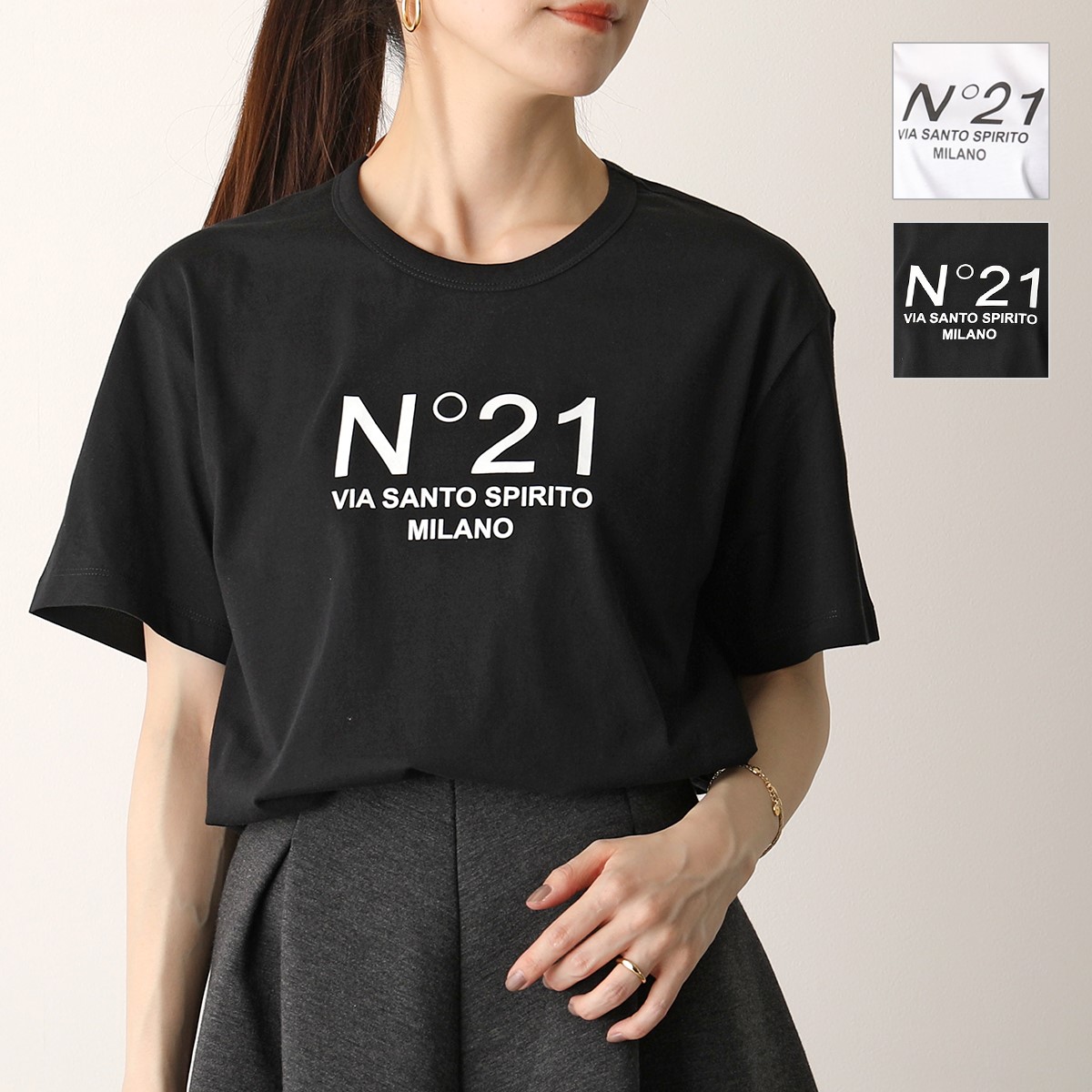 N°21 ヌメロヴェントゥーノ F051 6314 ロゴT オーバーサイズ 半袖 Tシャツ クルーネック 2色 レディース | インポートセレクト  musee
