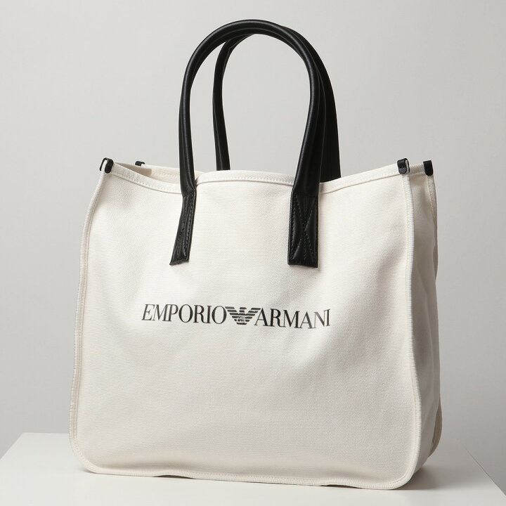 楽天市場 Emporio Armani エンポリオアルマーニ Y4n135 Y046e ショッパー キャンバス製 ロゴ トートバッグ ポーチ付き 鞄 Offwhite Black メンズ インポートセレクト Musee