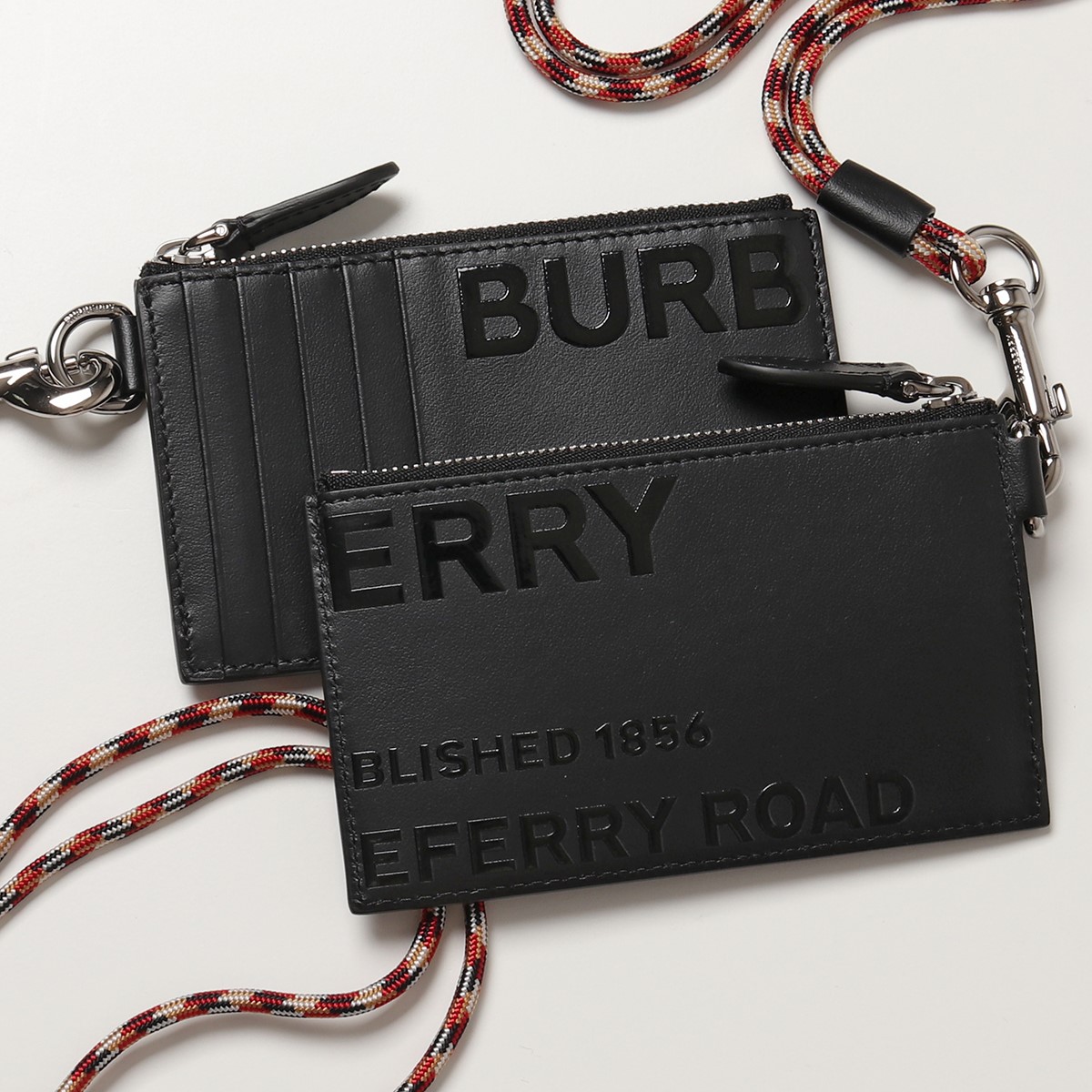 BURBERRY バーバリー 8039012 ホースフェリープリント レザー コイン&カードケース ネックストラップ付き ネックポーチ  フラグメントケース BLACK メンズ | インポートセレクト musee