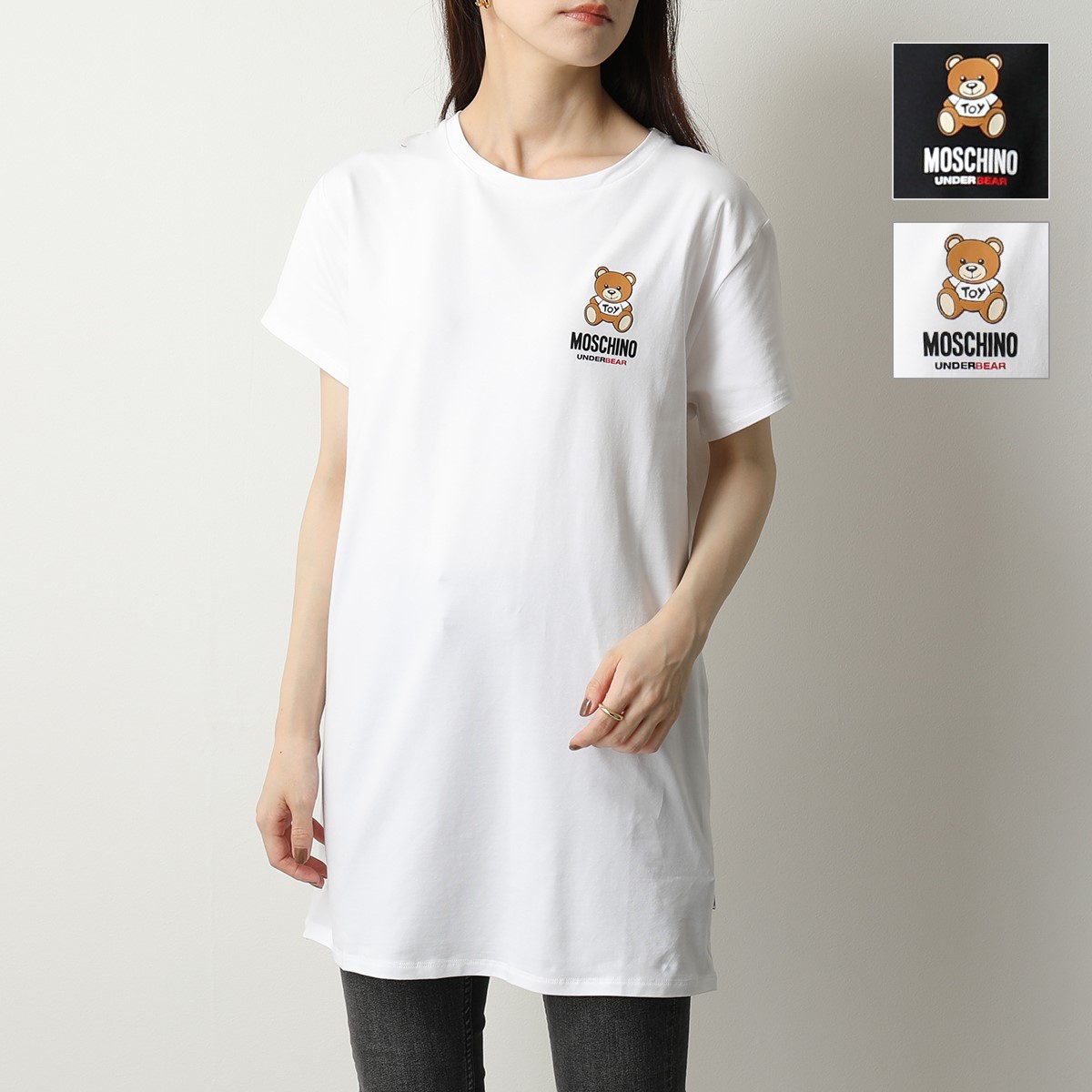 のサイズ 【新品】MOSCHINO モスキーノ ホワイト Tシャツ ワンピース 40 コットン
