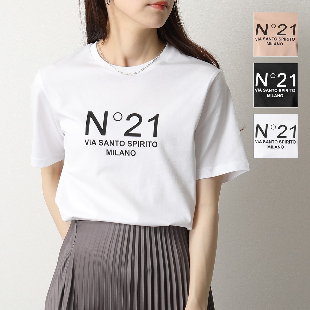 N°21 ヌメロヴェントゥーノ F031 6334 カラー3色 半袖 Tシャツ クルーネック カットソー ロゴT コットン レディース |  インポートセレクト musee