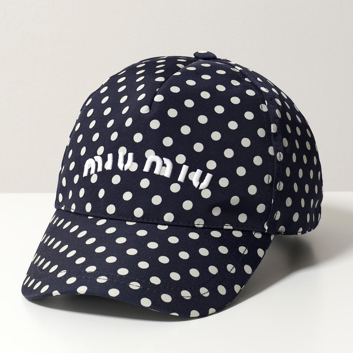 MIUMIU ミュウミュウ キャップ 5HC179 2DPC レディース プリントファイユ ロゴ刺繍 ドット柄 シルク 帽子 カラー2色 |  インポートセレクト musee
