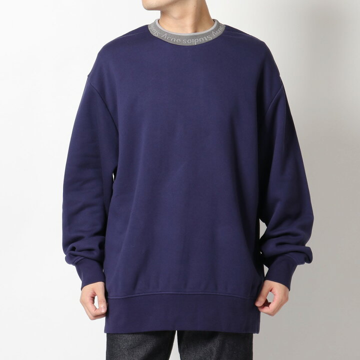 楽天市場 Acne Studios アクネストゥディオズ Bi0144 Fn Mn Swea スウェット トレーナー ロゴリブネック オーバーサイズ クルーネック Indigo Blue メンズ インポートセレクト Musee