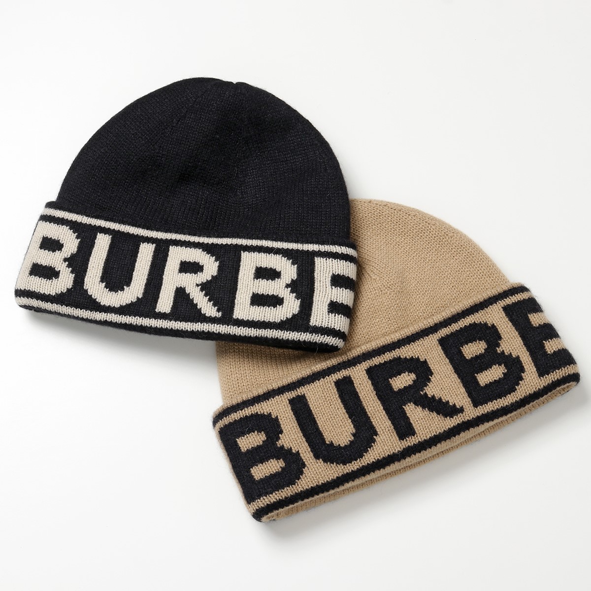 BURBERRY バーバリー ニット帽 レディース カラー2色 8023982 8023983 カシミヤ リブ ジャガード ロゴ ニットキャップ 帽子  ビーニー | インポートセレクト musee