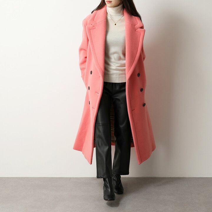 楽天市場 Burberry バーバリー チェスターコート レディース ヴィンテージチェック カシミヤ混ウール オーバーサイズ A1595 Bright Coral Pink インポートセレクト Musee