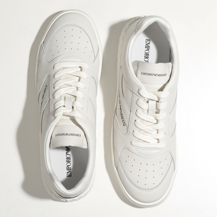 EMPORIO ARMANI エンポリオアルマーニ スニーカー X4X558 XN012 メンズ レザー ローカット シューズ ロゴ 靴 00894/OFF-WHITE インポートセレクト musee エンポリオアルマーニ ブーツ x4m355