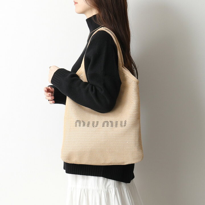 楽天市場】MIUMIU ミュウミュウ トートバッグ RAFIA LOGO ラフィア 