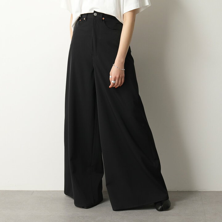 MM6 Maison Margiela 裾ダブル＆スリット レザー ワイドパンツ 楽天  