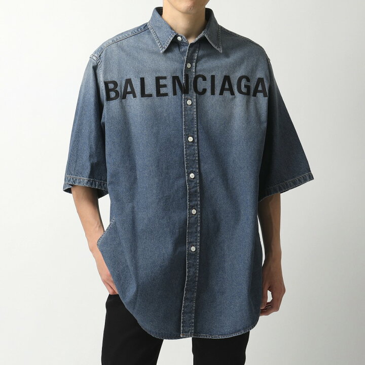 楽天市場 Balenciaga バレンシアガ Tye24 4065 ロゴ刺繍 オーバーサイズ 半袖 デニムシャツ メンズ インポートセレクト Musee