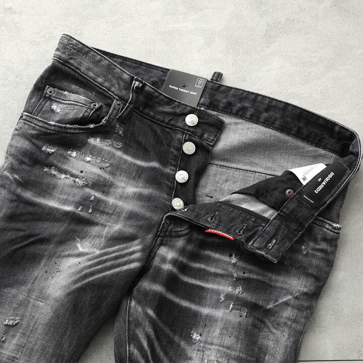 楽天市場】DSQUARED2 ディースクエアード ジーンズ BLACK SQUAT SUPER 